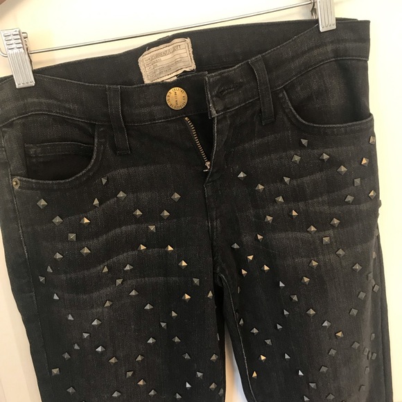 NWT Current/Elliot Black Destroy Studded Jeans - Picture 4 of 8